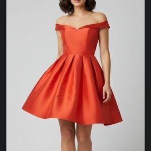 NWT Maniju M24049 Red Off Shoulder Pleated Mini Dress Medium